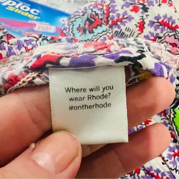 RHODE Purple long sleeve square neck smocked Alicia top size medium m - Picture 13 of 13